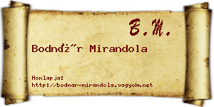 Bodnár Mirandola névjegykártya